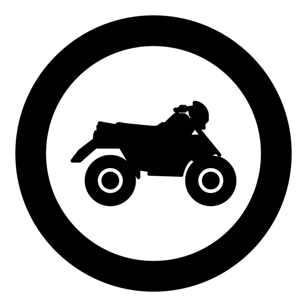 quad bike atv moto para carreras de carreras icono de vehículo todo terreno en círculo redondo color negro vector ilustración imagen estilo de contorno sólido