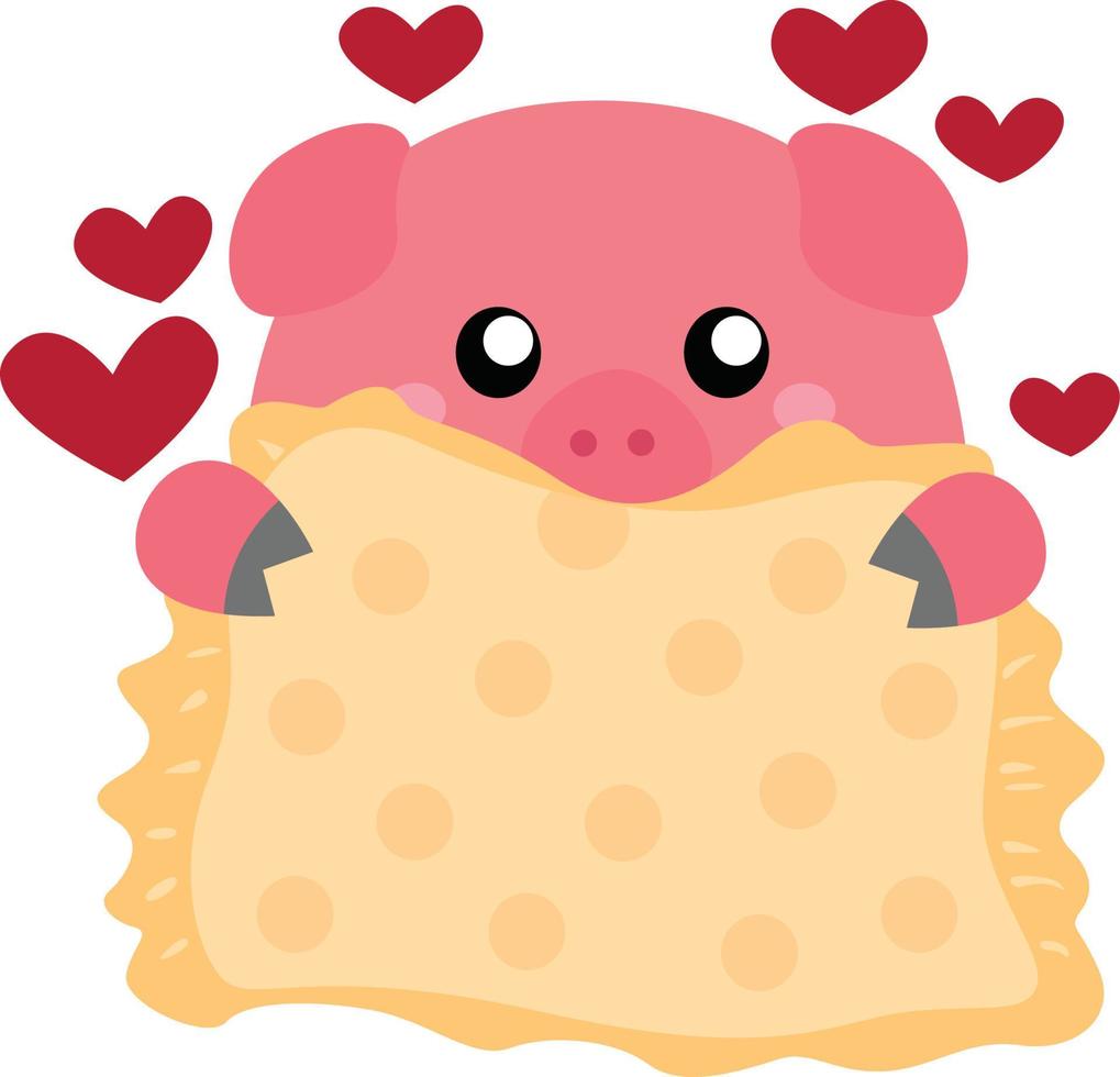 Cute pig with pillow vector