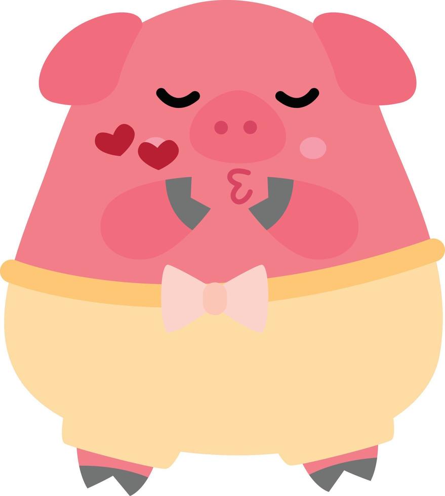 Cute boy pig a gentlemen vector