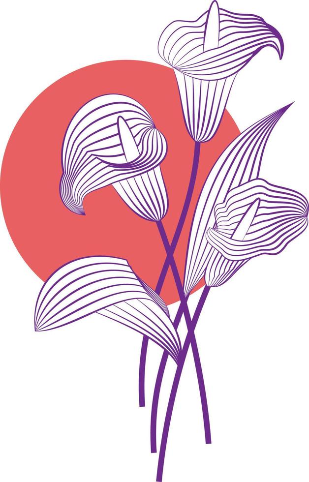 flores abstractas, decoración de arte lineal para papel tapiz y diseño de arte mural. Uso para corte por láser. objeto de dibujo de contorno moderno vector