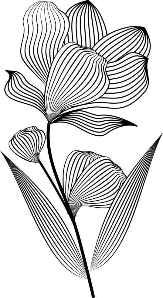 flores abstractas, decoración de arte lineal para papel tapiz y diseño de arte mural. Uso para corte por láser. objeto de dibujo de contorno moderno vector