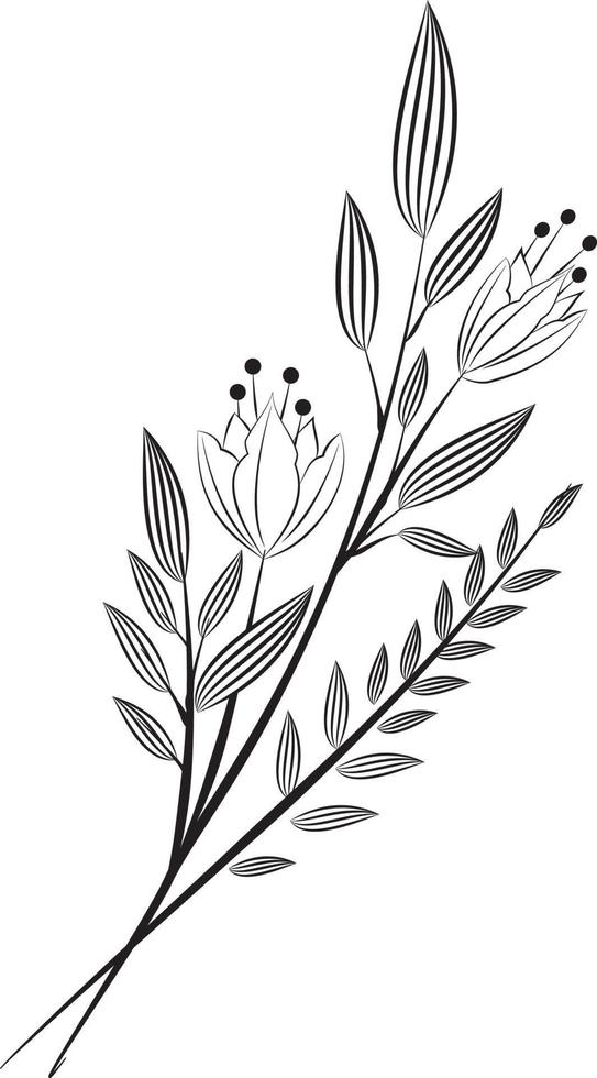 Abstract flowers, line art decoration for wallpaper, and wall art design. Use for laser cutting. Modern contour drawing object vector