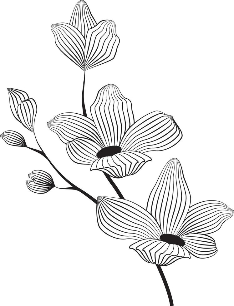 Abstract flowers, line art decoration for wallpaper, and wall art design. Use for laser cutting. Modern contour drawing object vector