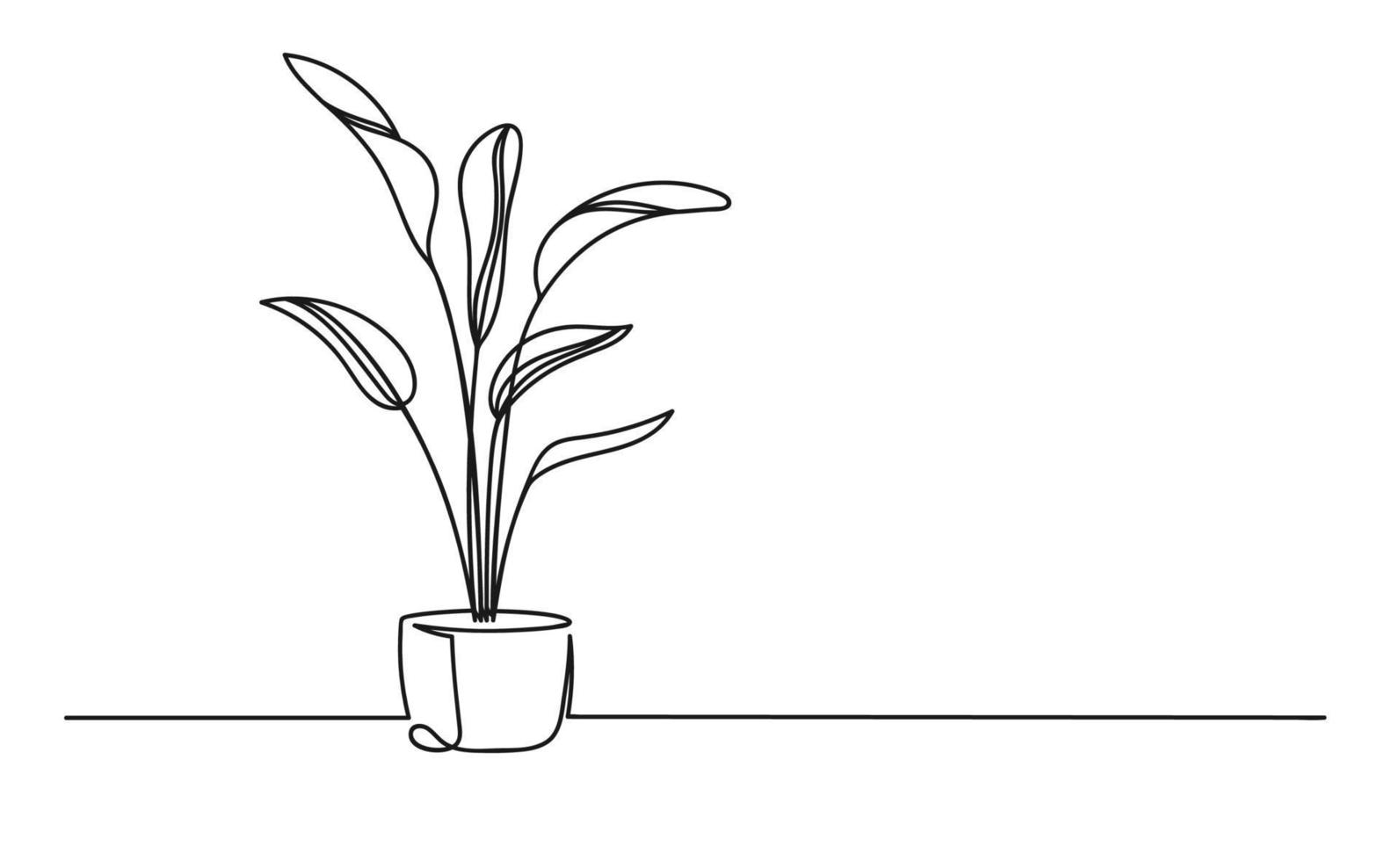 dibujo continuo de una línea de una flor en una maceta vector