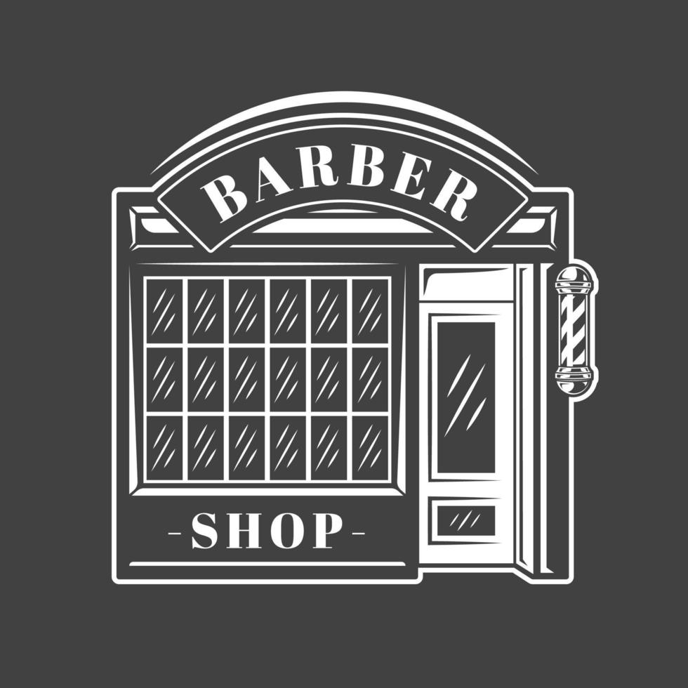 Barbershop label isolated on black background vector