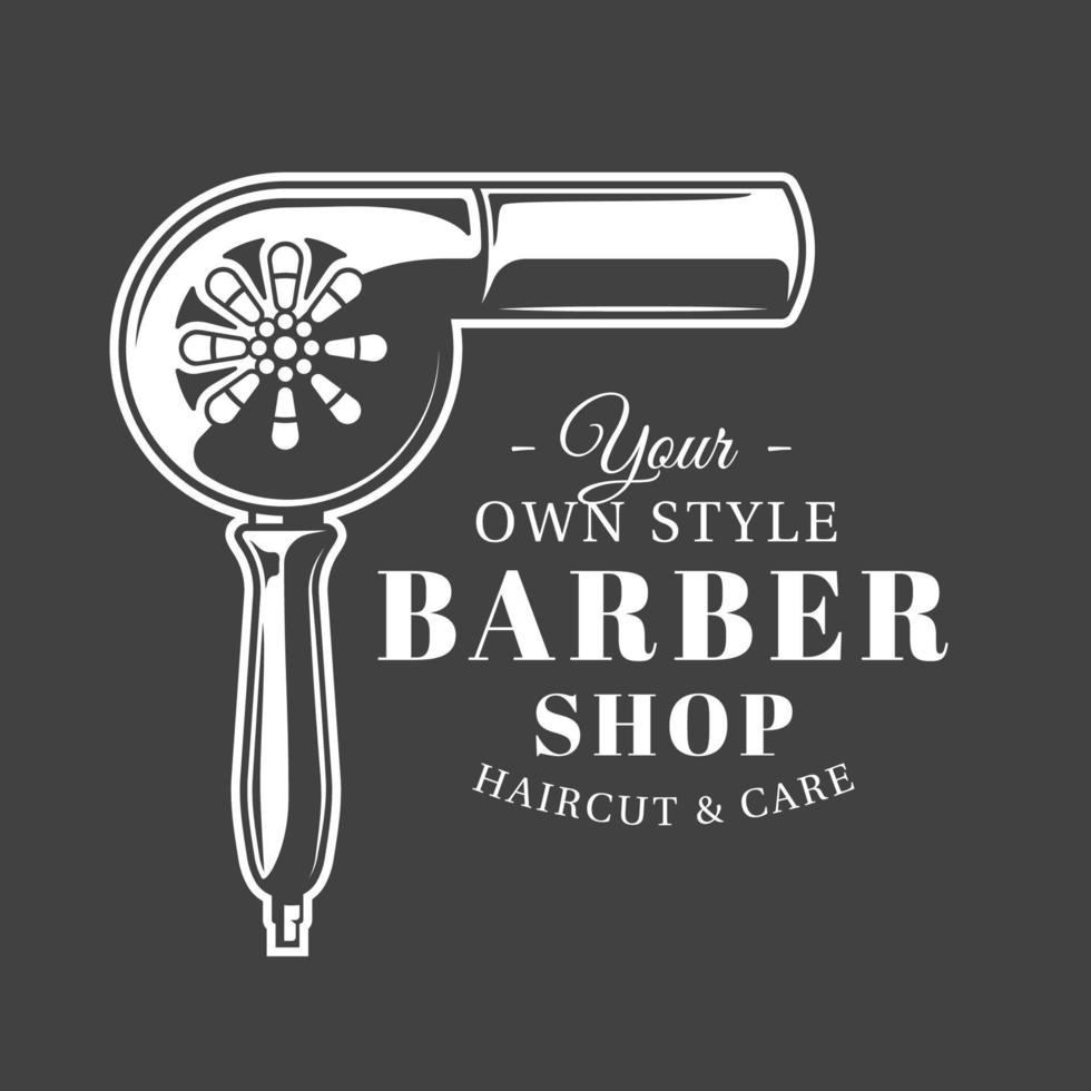 Barbershop label isolated on black background vector