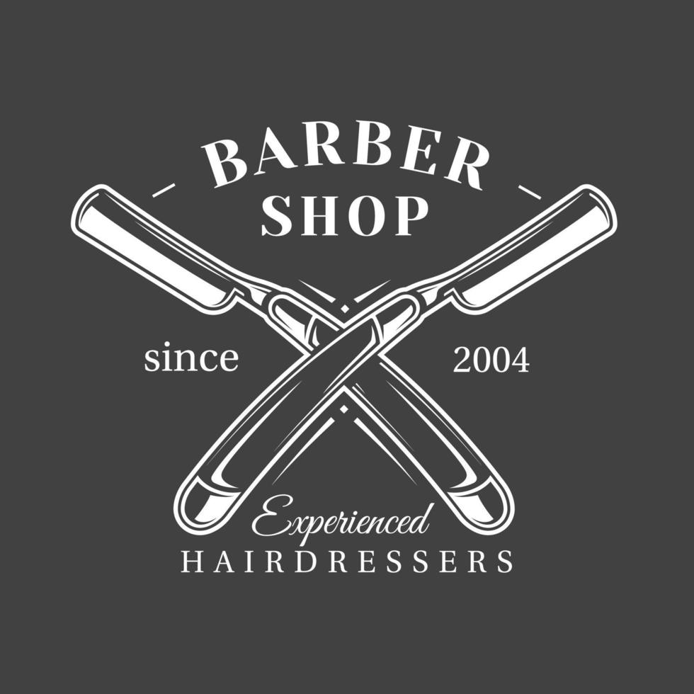 Barbershop label isolated on black background vector