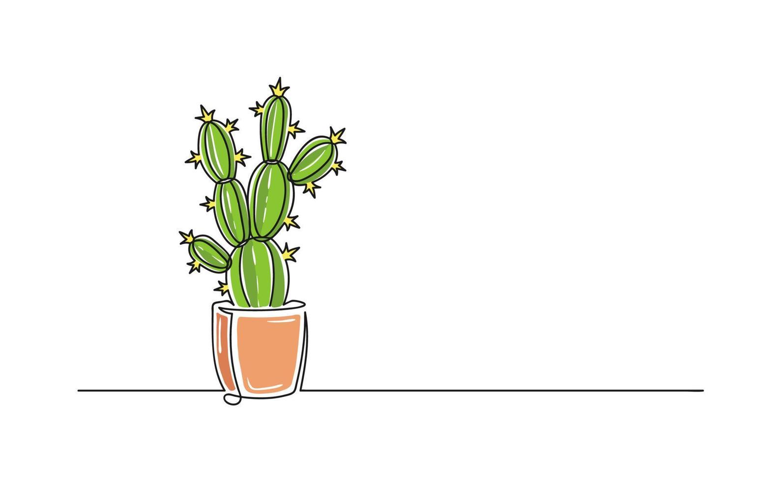 Continuous one line drawing of a flower in a pot vector