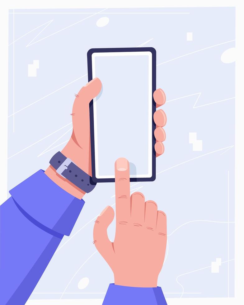 Hand holding cell phone vector