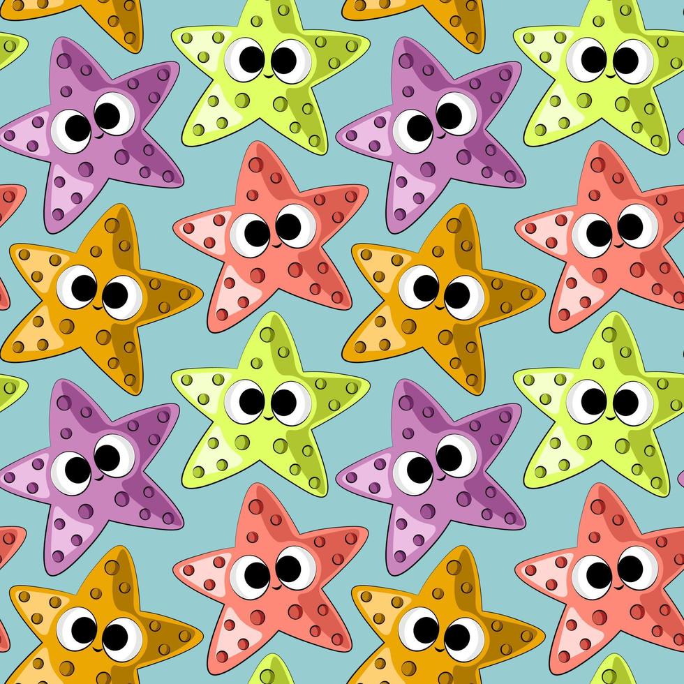 Seamless vector pattern with colors little starfish