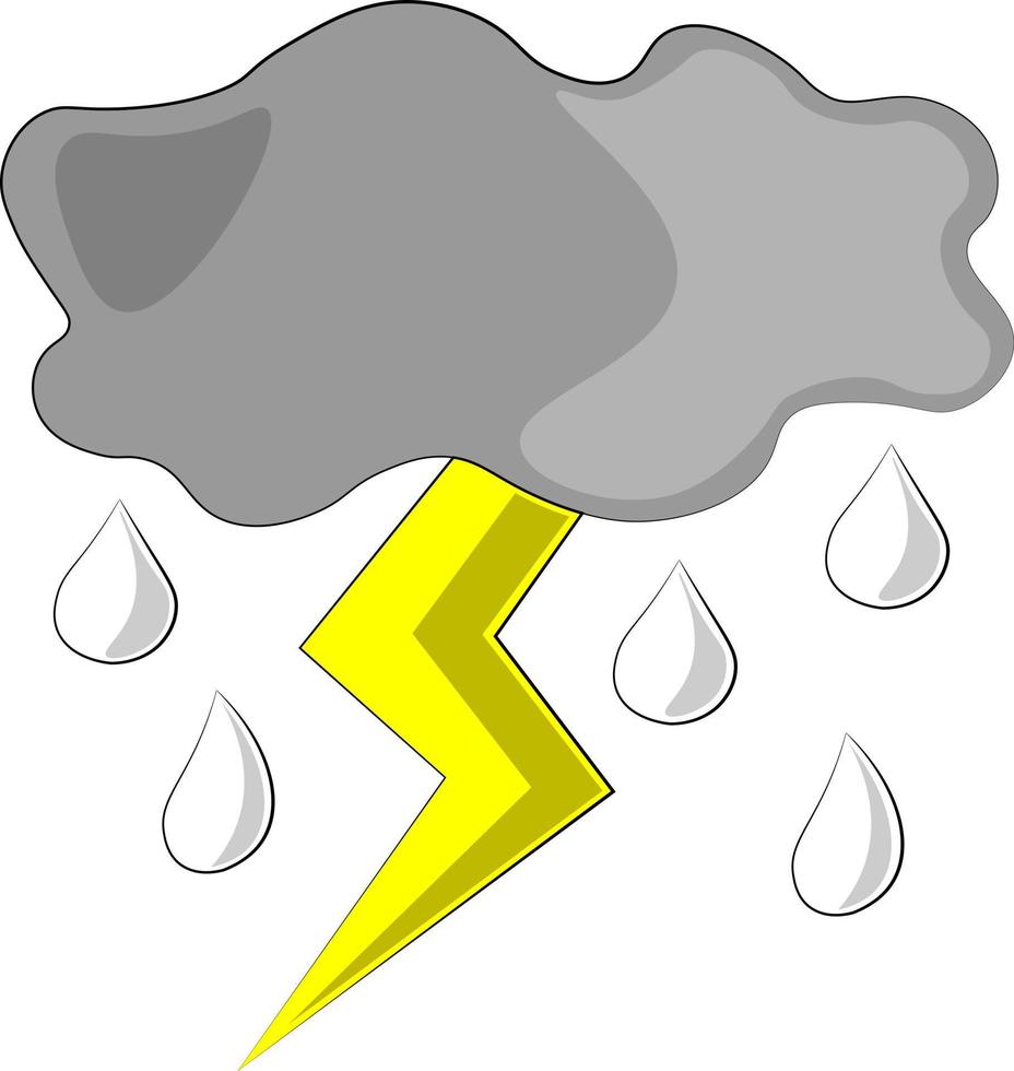 Single element Thunderstorm. Draw illustration in color vector