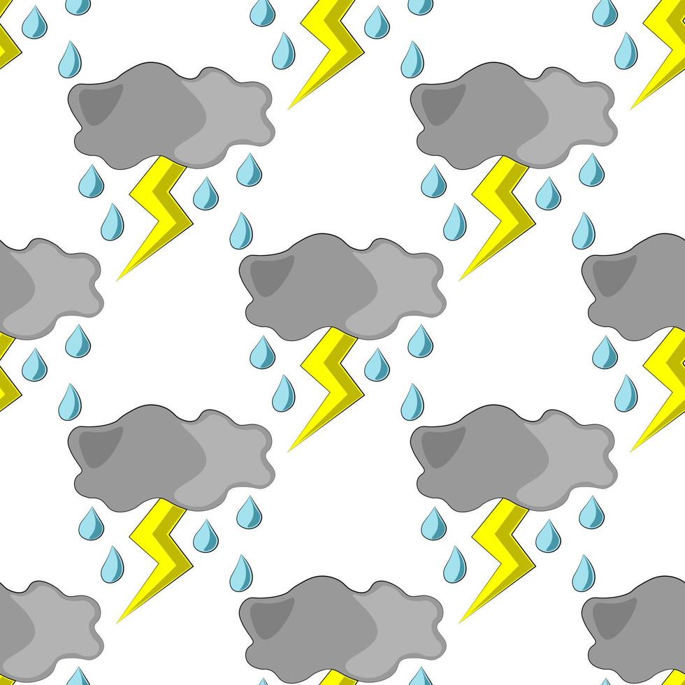 Seamless vector pattern with cloud and lightning