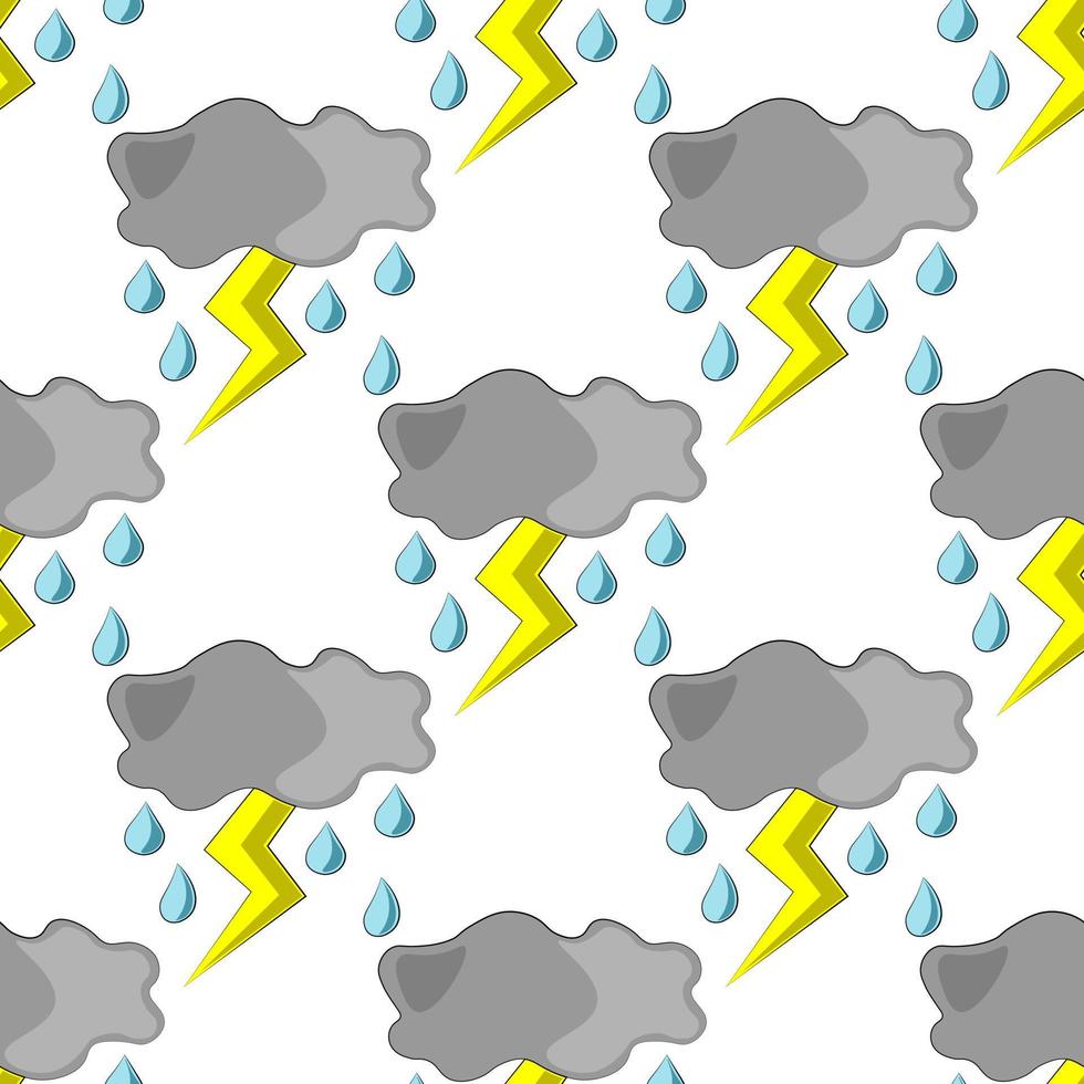 Seamless vector pattern with cloud and lightning