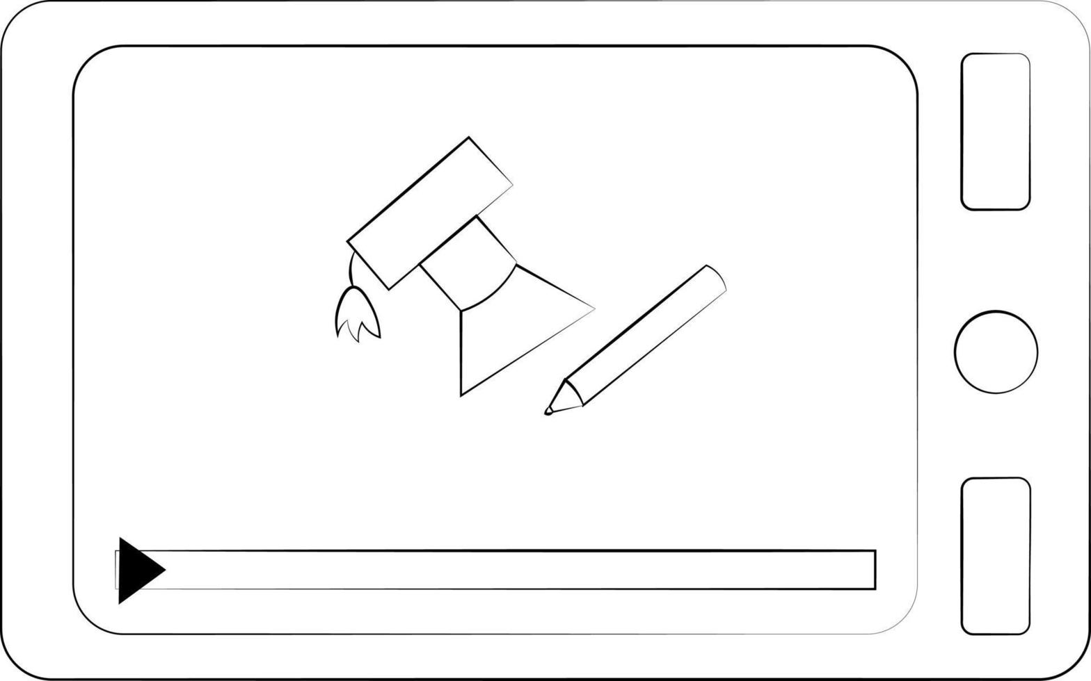 Tablet with a training video in black and white vector