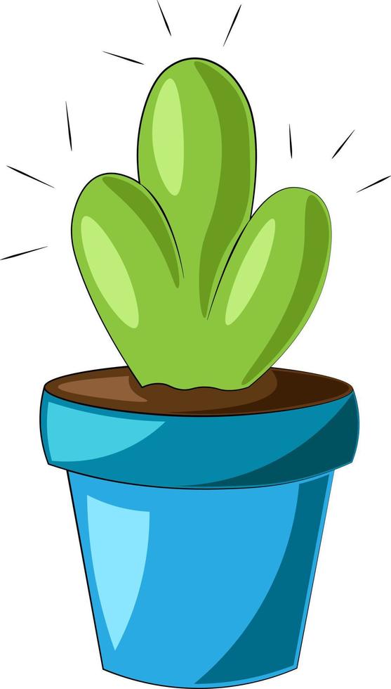 cactus de un solo elemento en maceta. dibujar una ilustración en color vector