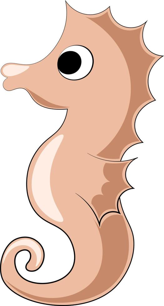 Cute cartoon Seahorse. Draw illustration in color vector