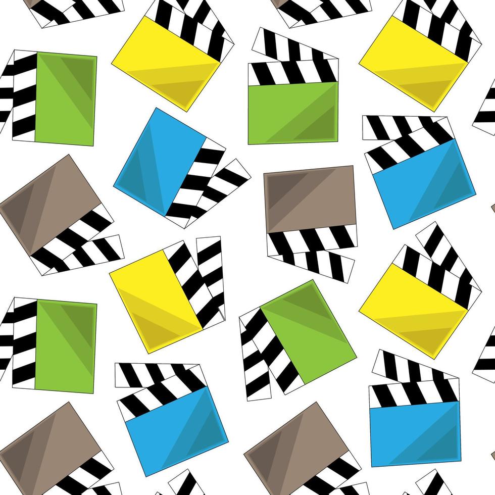 Seamless vector pattern with color little clapperboards