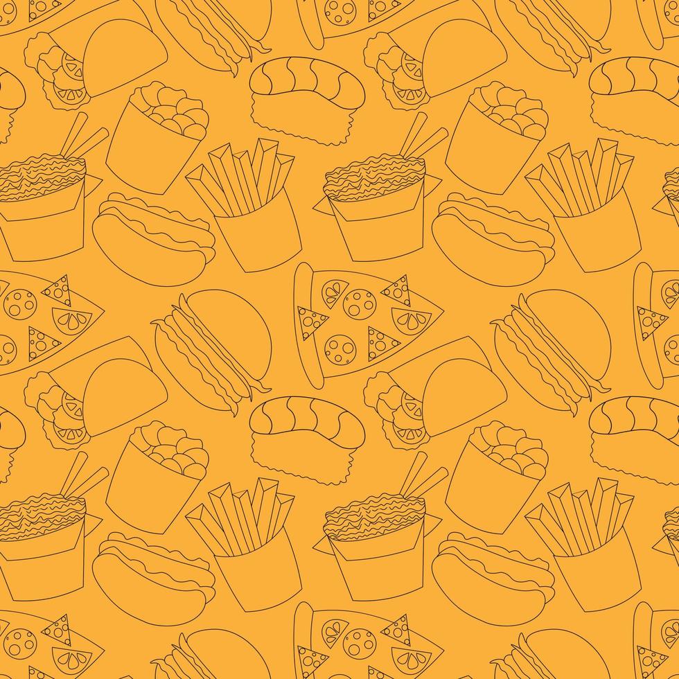 Seamless pattern with food take out away vector