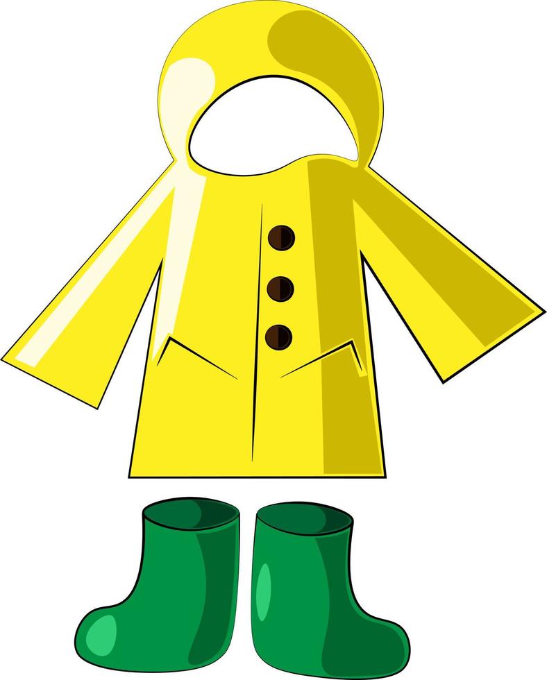 Single element Raincoat and Boot. Draw illustration in color vector