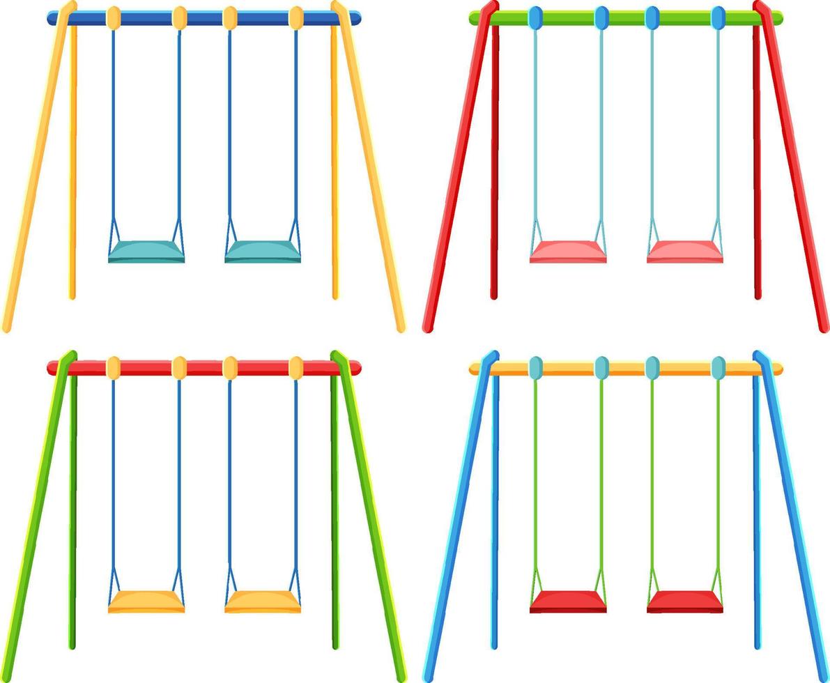 Playground swings on white background vector