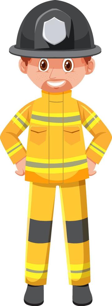 Firefighter in yellow costume vector