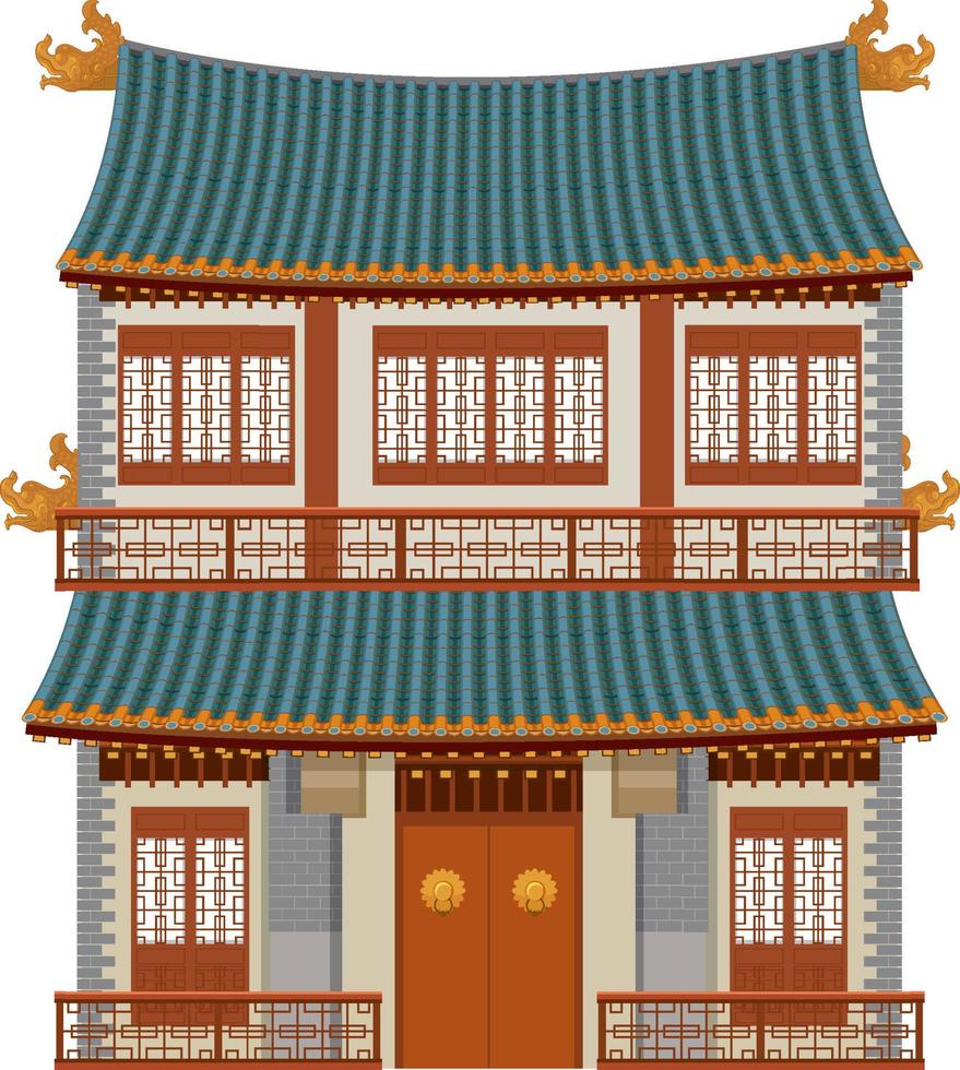 Chinese traditional building on white background vector