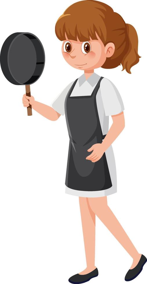 chef mujer con delantal negro vector