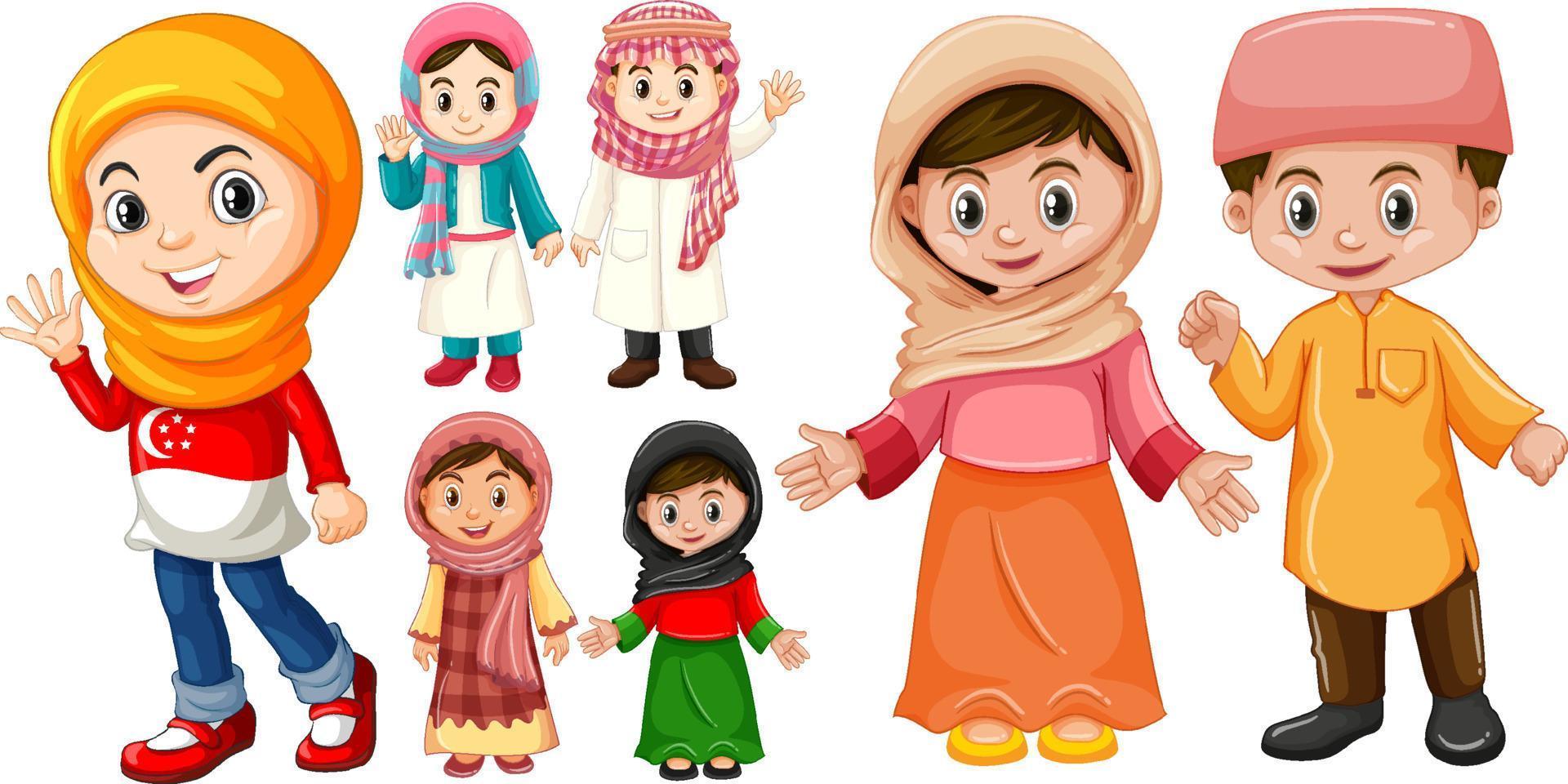 Arabic people in traditional costume vector