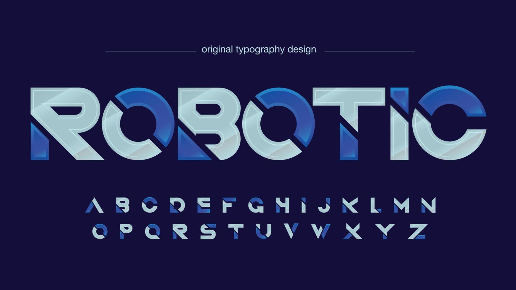 silver and blue sliced futuristic artistic font vector