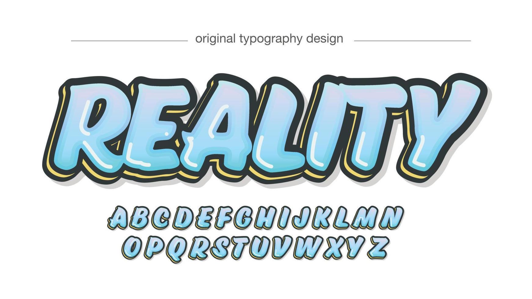 light blue and yellow bold brush cartoon typography vector