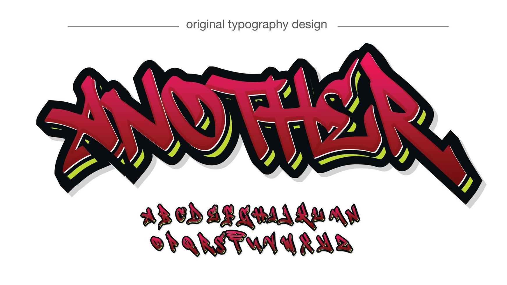 letras aisladas de etiqueta de graffiti moderno rojo y amarillo vector