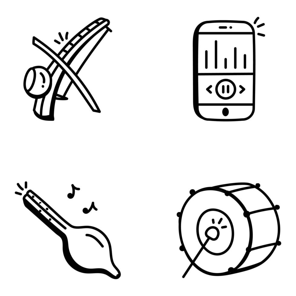 Set of Hand Drawn Orchestra Icons vector