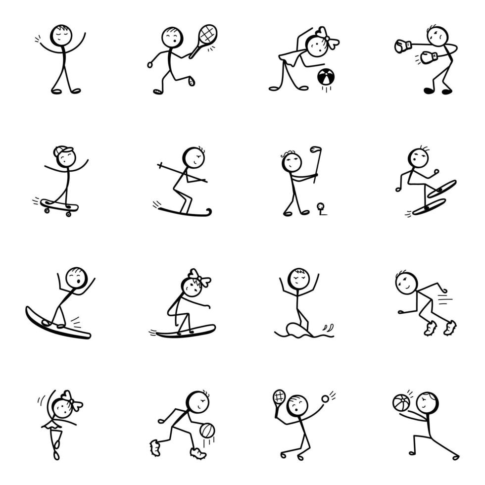 Set of Sports Stick Figure Icons vector