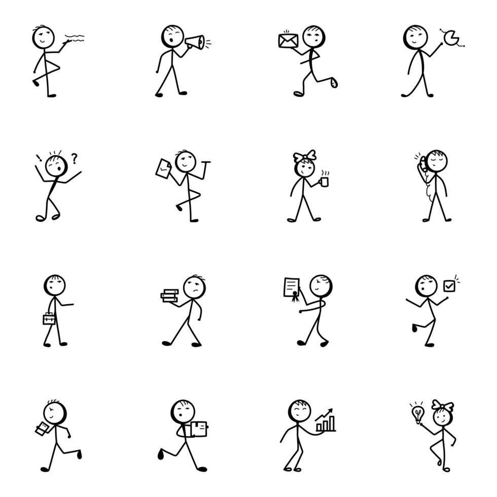 Business Activities Stick Figure Icons vector