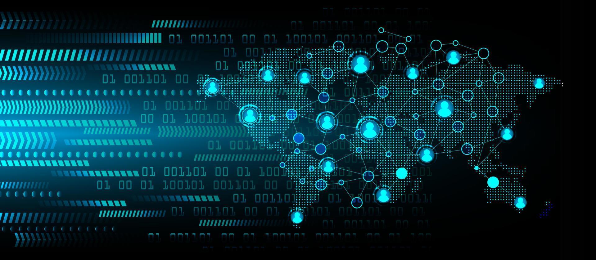 world binary circuit board future technology, blue hud cyber security concept background vector