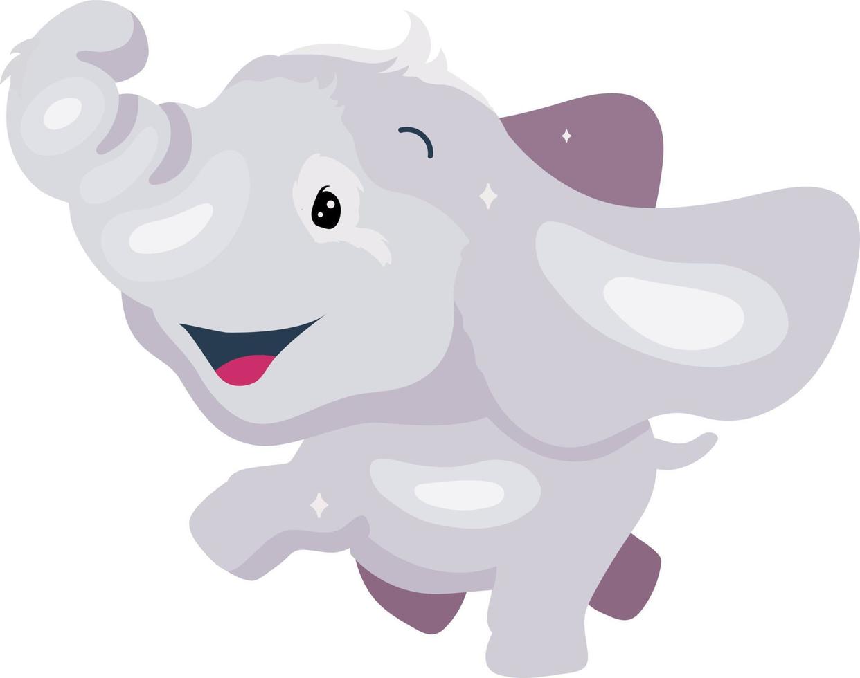 Cute happy elephant semi flat color vector character