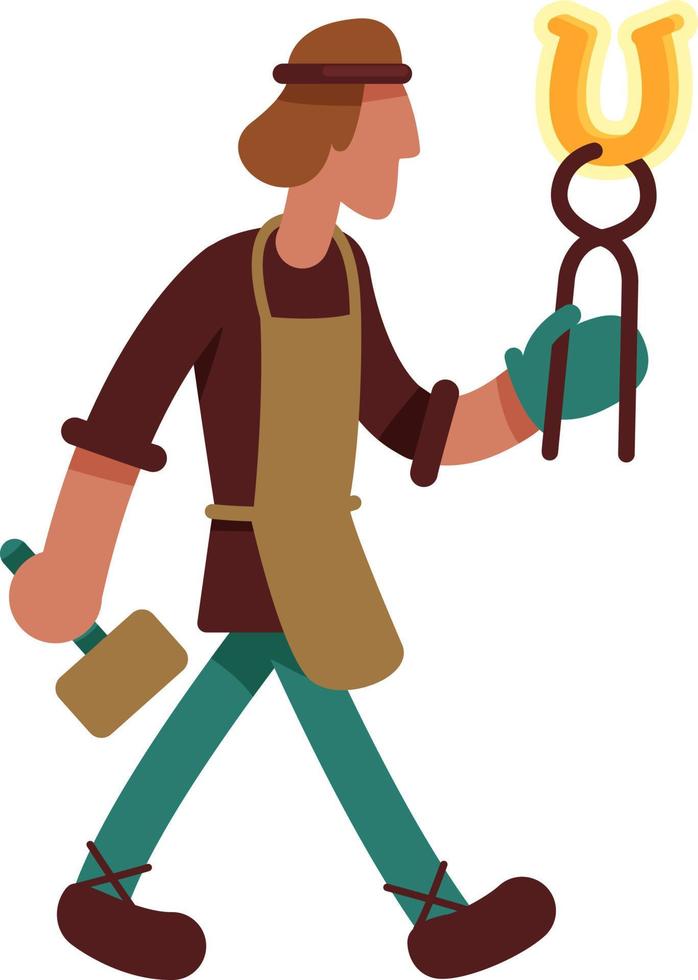 Medieval blacksmith semi flat color vector character