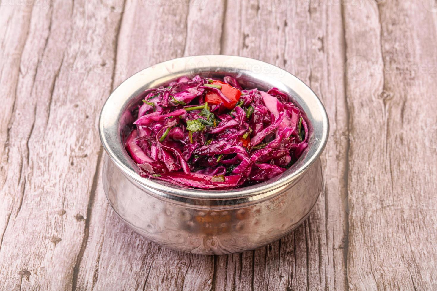 Pickled red cabbage with herbs photo