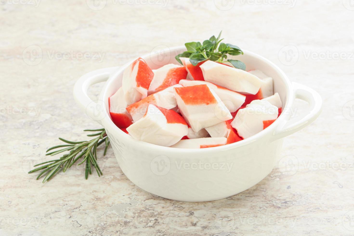 Crab meat surimi in the bowl photo