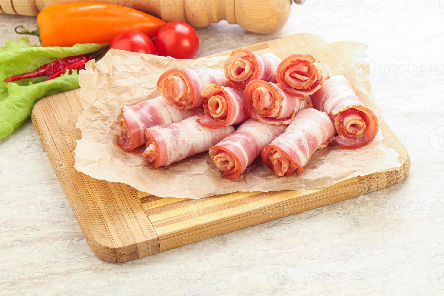 Bacon roll slice for breakfast photo