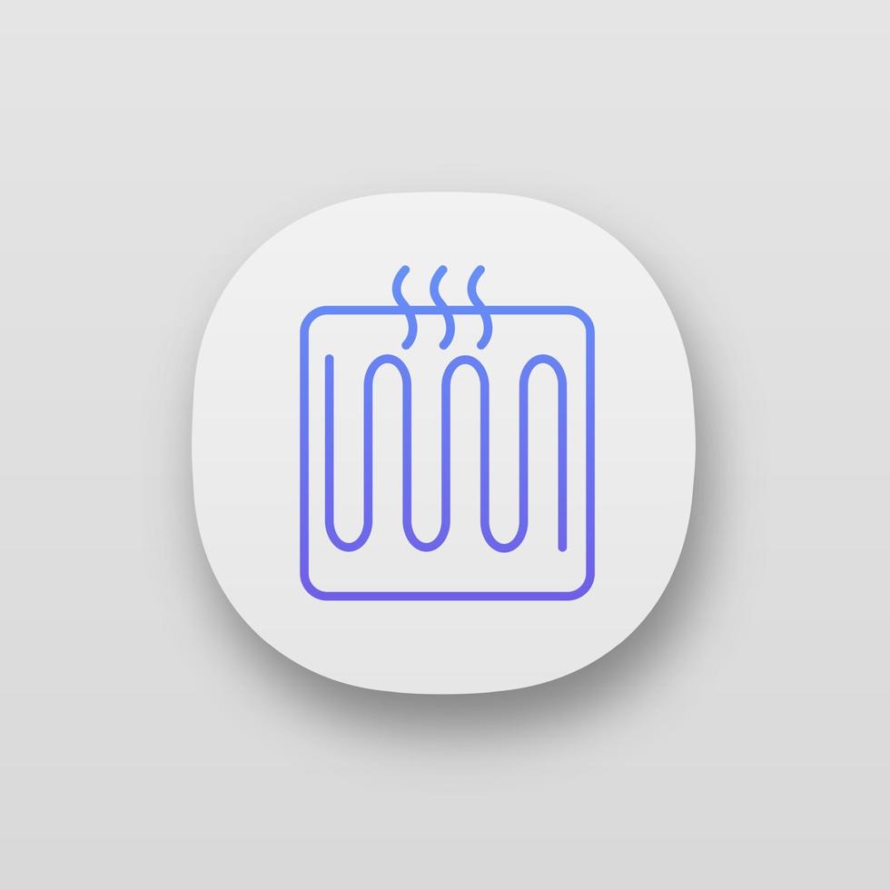 Underfloor heating element app icon. Floor heating system. Heater. UI UX user interface. Web or mobile application. Vector isolated illustration