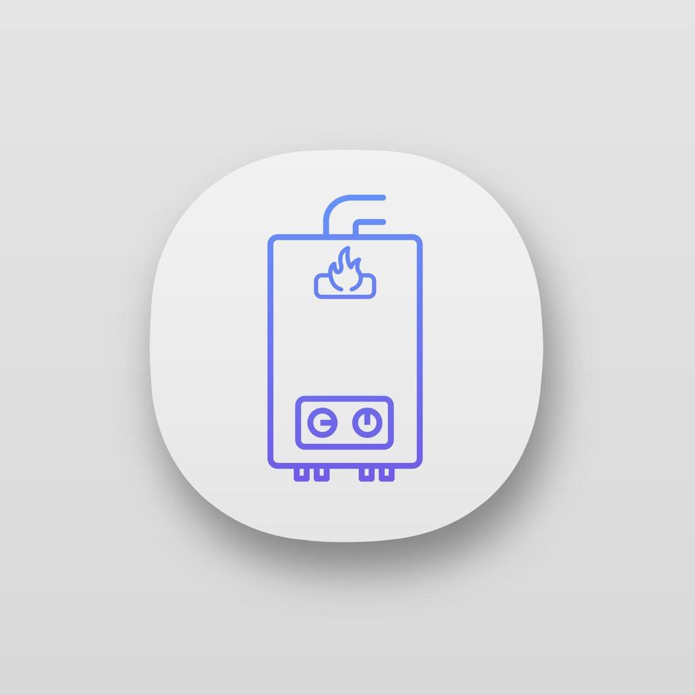Gas water heater app icon. Heating water. Home boiler. UI UX user interface. Web or mobile application. Vector isolated illustration
