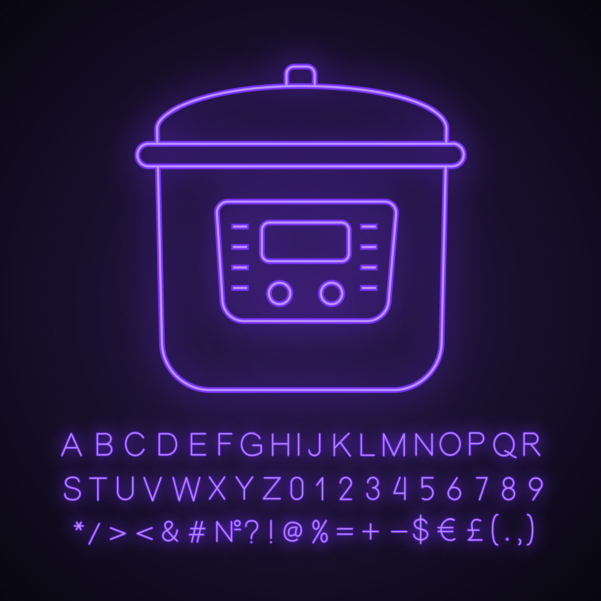 Multi cooker neon light icon. Slow cooker. Crock pot. Pressure