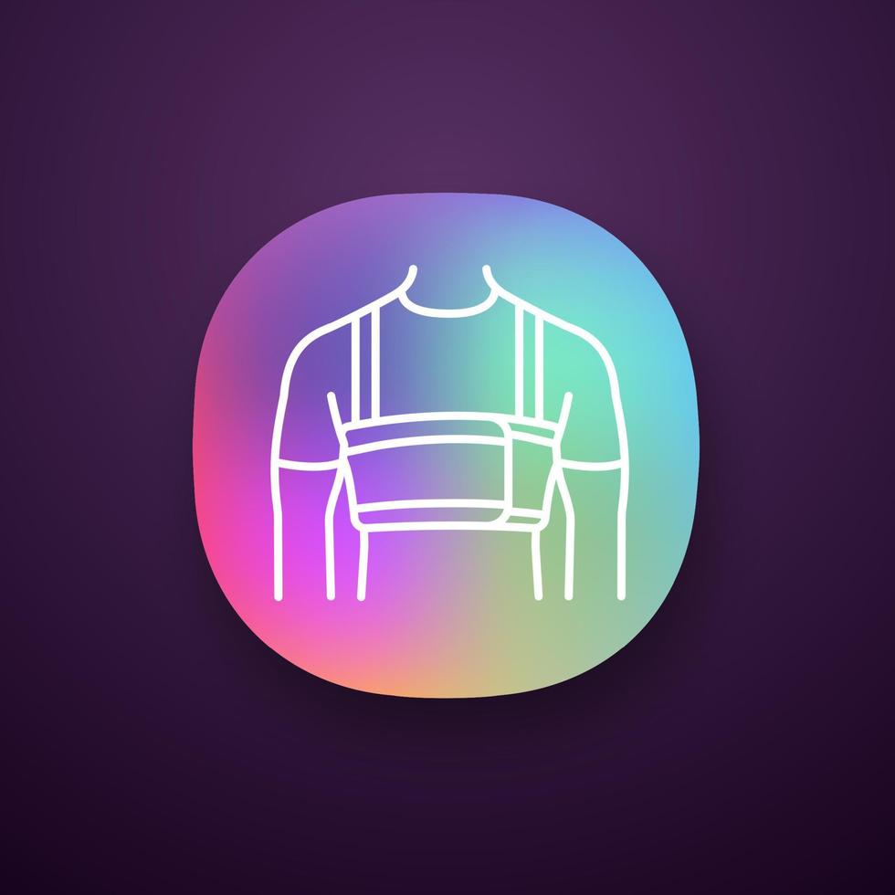 Surgical men rib belt app icon. Male post surgery chest binder. UI UX user interface. Gynecomastia bandage. Elastic sternal corset. Medical chest support. Injured rib. Vector isolated illustration