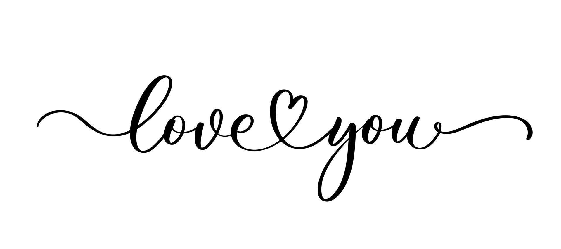 Love you handwritten typography lettering. Happy Valentines Day calligraphy inscription. vector