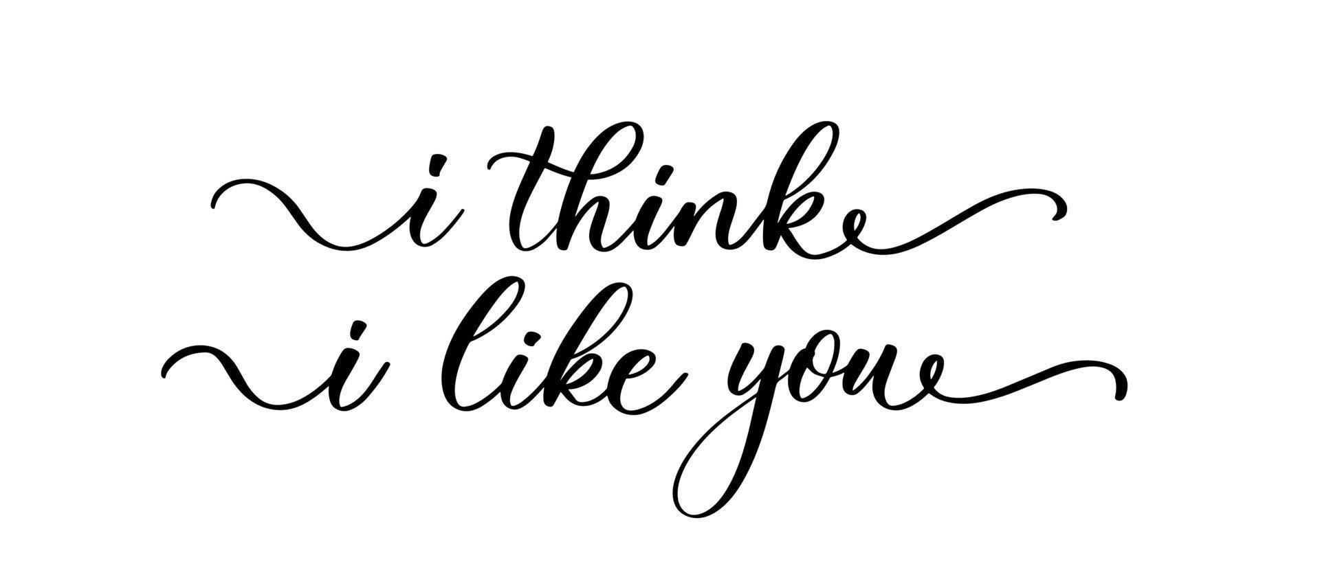 I think i like you handwritten typography lettering. Happy Valentines Day calligraphy inscription. vector