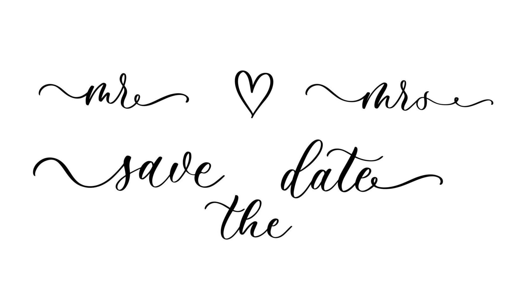 Save the Date calligraphy. Hand lettering wedding phrase for invitation design, card, banner, photo overlay. vector