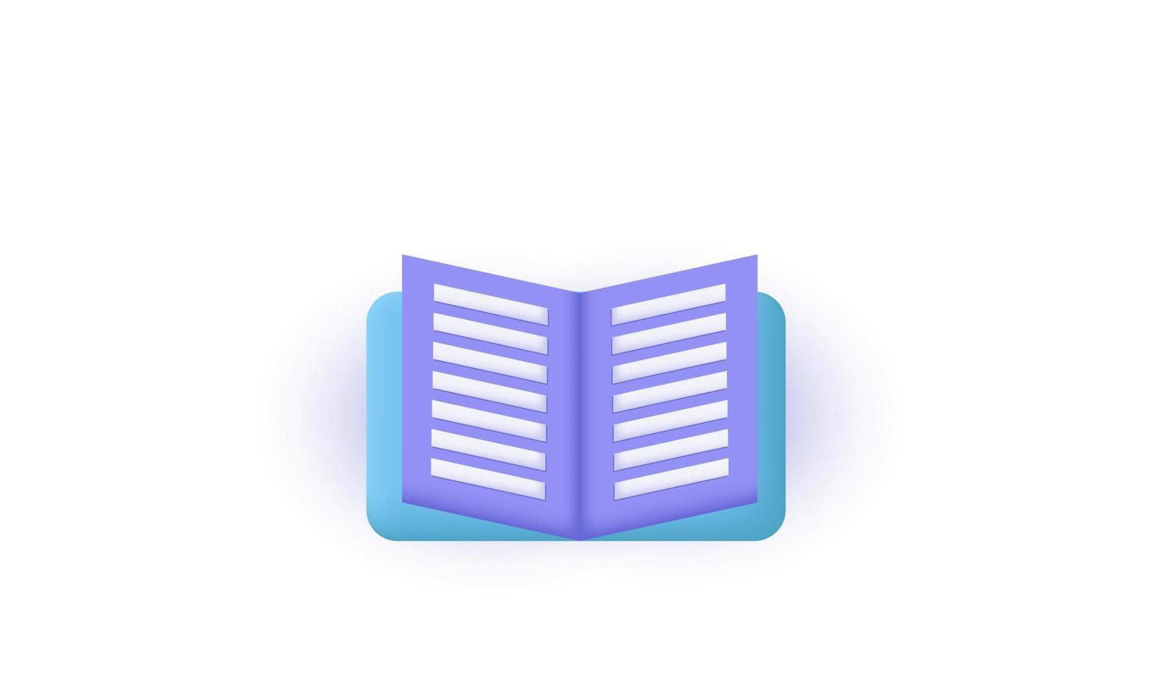 creative 3d style minimal open book isolated on vector illustration