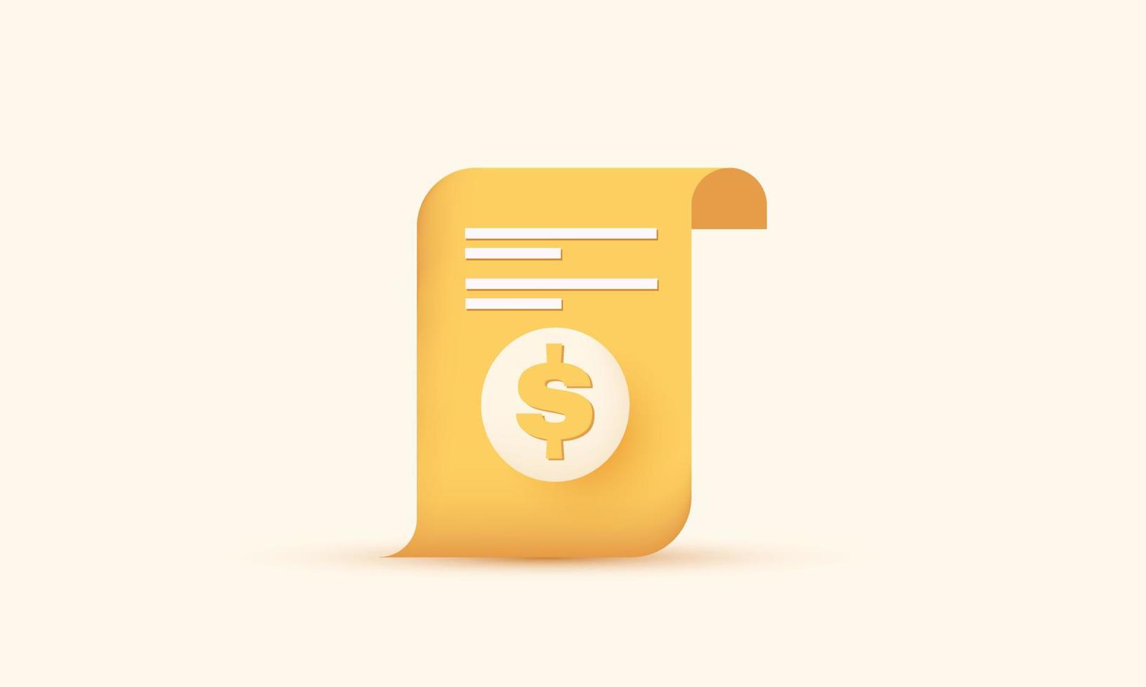 3d invoice icon isolated on vector