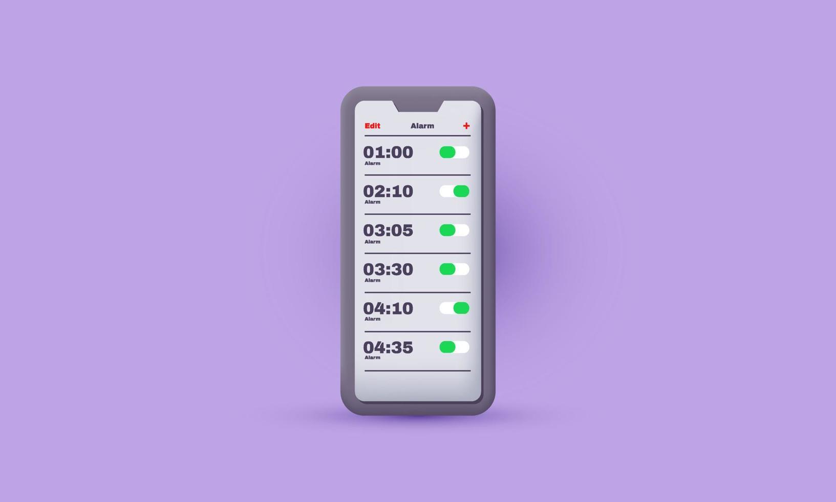 3d alarm design smartphone mockup notifications vector